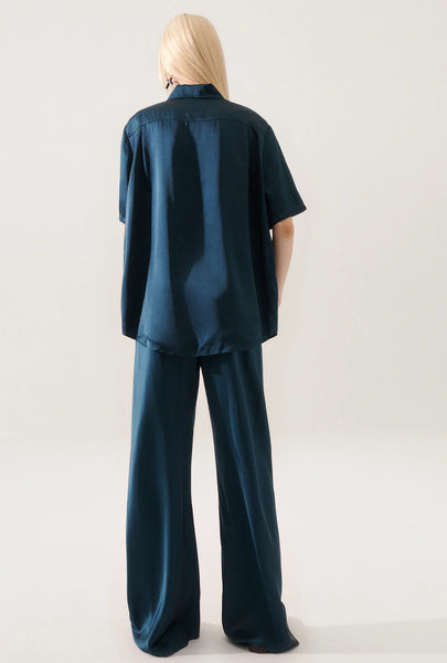 SHORT SLEEVE BOYFRIEND SHIRT TEAL