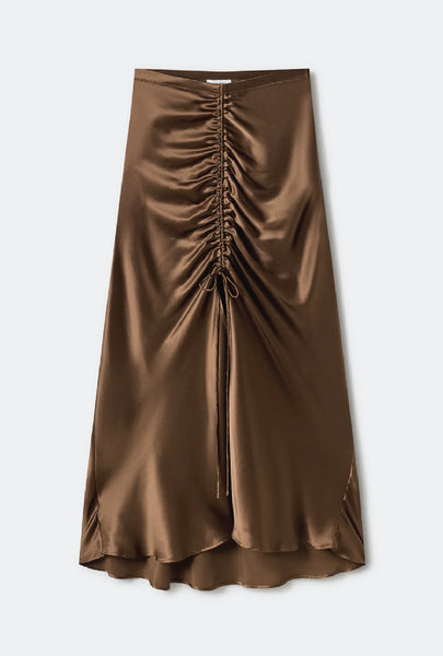 SLIT LONG BIAS SKIRT DARK EARTH