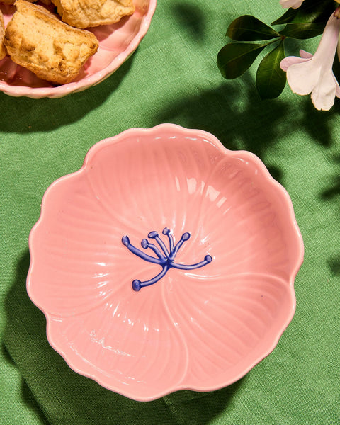 BLUSH STONEWARE STAND FLOWER BOWL