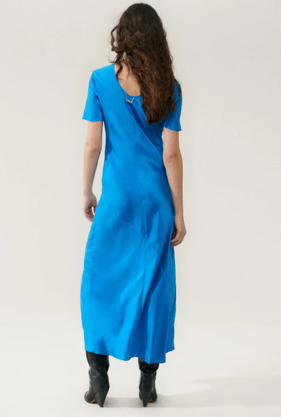 SHORT SLEEVE BIAS DRESS COAST BLUE