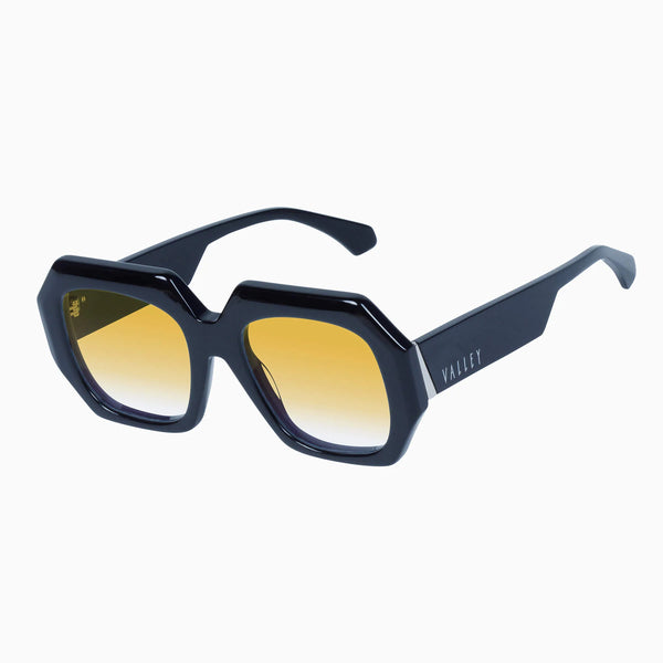 Monolith Gloss Black w. Silver Metal Trim / Orange Gradient Lens