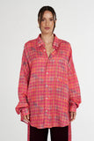 LS OVERSIZED SHIRT - NEON PLAID