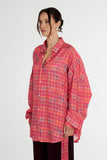 LS OVERSIZED SHIRT - NEON PLAID