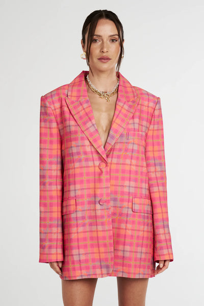 OVERSIZED BLAZER - NEON PLAID