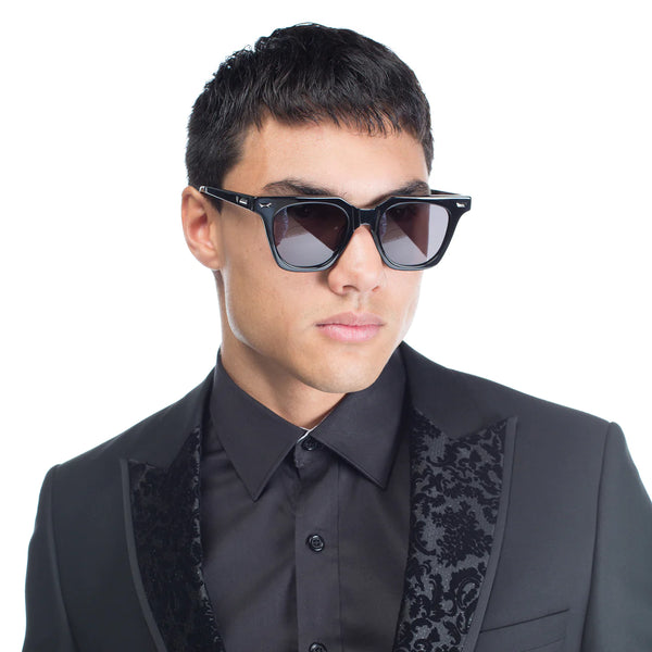 Prisoner II- Gloss Black w. Silver Metal Trim / Black Lens