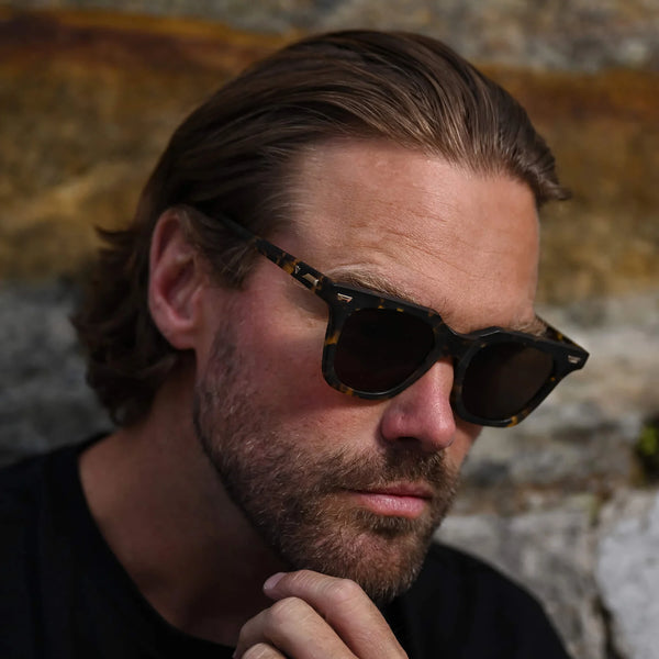 Prisoner II- Clear Tort w. 24k Gold Metal Trim / Brown Lens