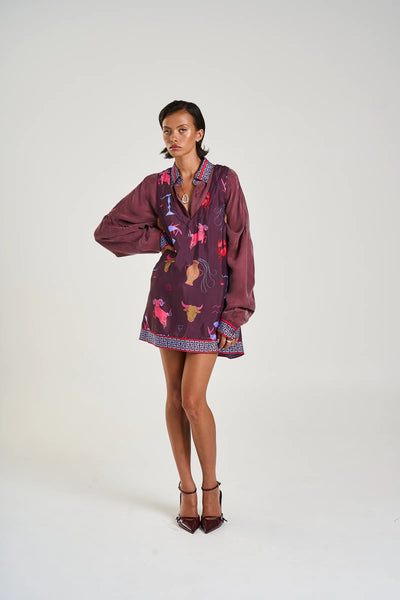 V-NECK SHIFT DRESS - ZODIAC