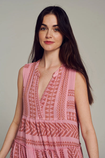 Ella Sleeveless Midi - Camel-Purple/Pink