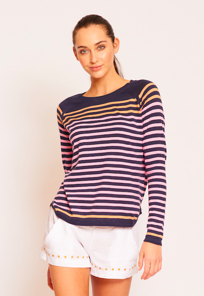 Frenchie Stripe Sweater- Mango/Musk