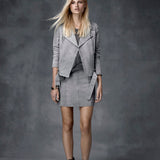 Classic Biker Jacket- Grey Suede