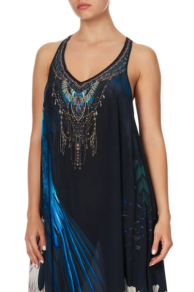 V Neck Racerback Dress- Night Flight