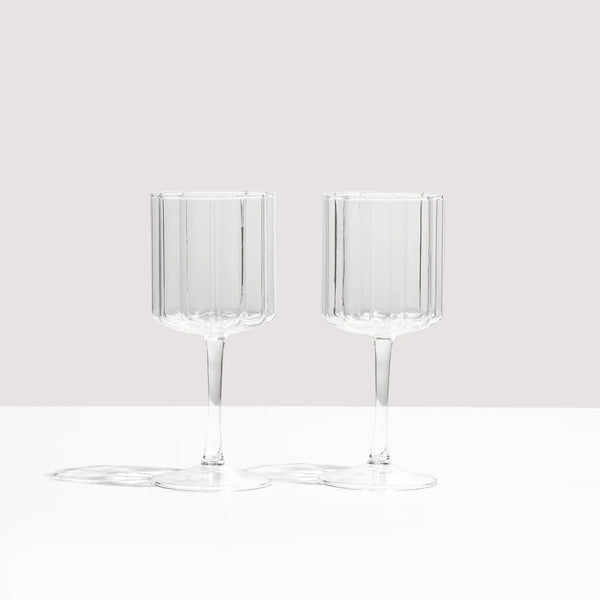 Two Wave Wine Glasses- Clear