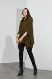 Zip Collar Poncho- Moss