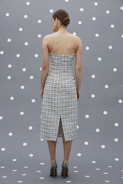 Tweed Structured Strapless Dress
