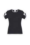 Tie Sleeve Tee- Storm/White