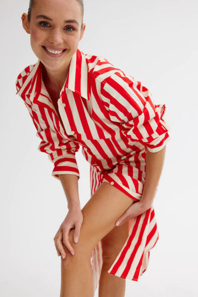 FINN SHIRT DRESS - RUBY/ANTIQUE