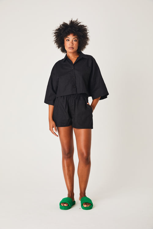 Linen Shorts- Black