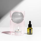 OIL BURNER & TEA LIGHT CANDLE - SMOKE + PINK