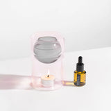 OIL BURNER & TEA LIGHT CANDLE - SMOKE + PINK