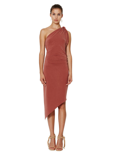 Titania Asymmetrical Dress- Rust
