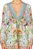 Wide Sleeve Tie Front Playsuit- Mirandas Diary