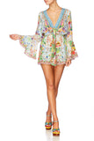 Wide Sleeve Tie Front Playsuit- Mirandas Diary