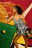 Playsuit W/ Tiered Overlay- Tie The Knot