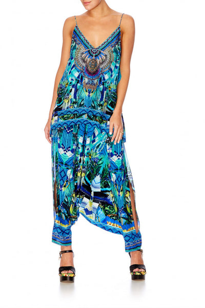 Multi Layer V Neck Top- Amazon Azure