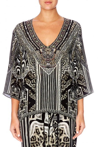 V Neck Oversized Blouse- Tribal Theory