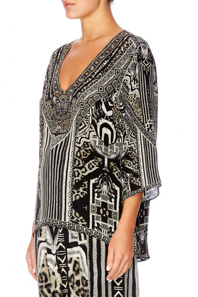 V Neck Oversized Blouse- Tribal Theory