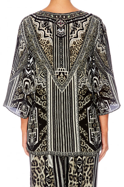 V Neck Oversized Blouse- Tribal Theory