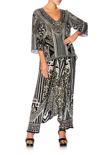 V Neck Oversized Blouse- Tribal Theory