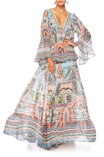 V-Neck Lace Up Shirt- Lady Lake