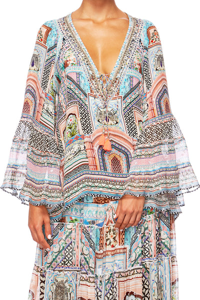 V-Neck Lace Up Shirt- Lady Lake