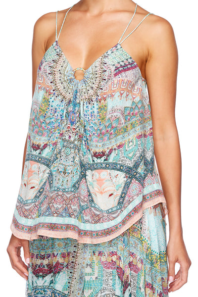 Metal Trim Double Strap Top- Sisters Of The Marigold