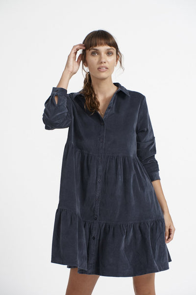 Tiers Of Cord Dress- Navy