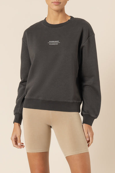 Nude Classics Slogan Sweat- Coal