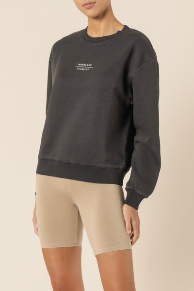 Nude Classics Slogan Sweat- Coal