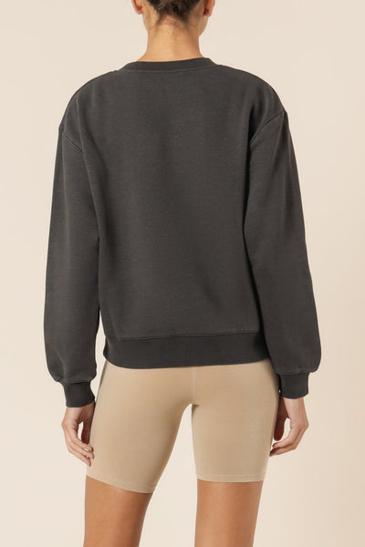 Nude Classics Slogan Sweat- Coal