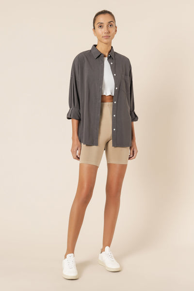 Naya Washed Cotton Shirt- Coal