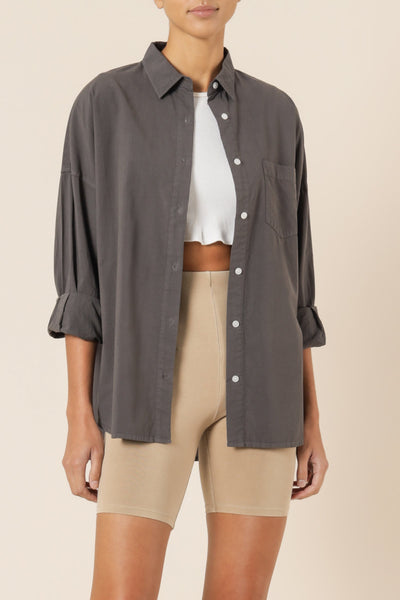 Naya Washed Cotton Shirt- Coal