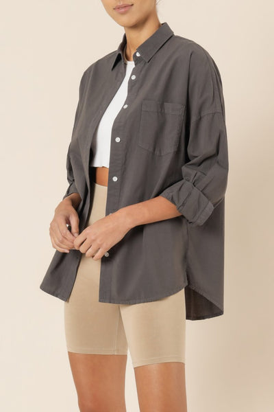 Naya Washed Cotton Shirt- Coal