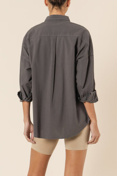 Naya Washed Cotton Shirt- Coal