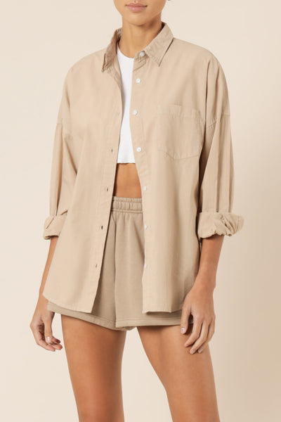 Naya Washed Cotton Shirt- Mocha