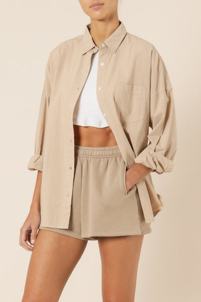 Naya Washed Cotton Shirt- Mocha