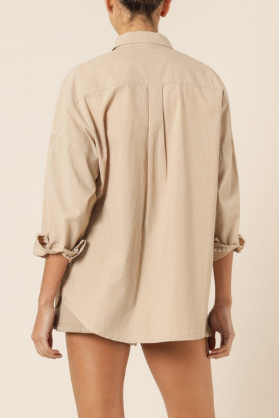 Naya Washed Cotton Shirt- Mocha