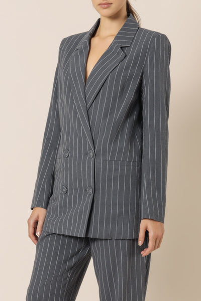 Finley Pinstripe Blazer- Navy