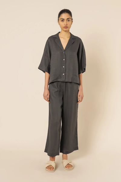 Lounge Linen Shirt- Coal