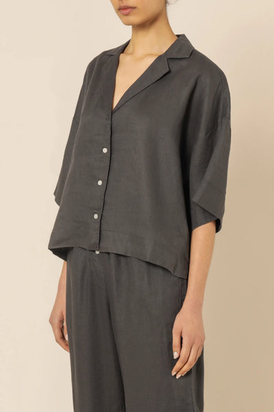 Lounge Linen Shirt- Coal