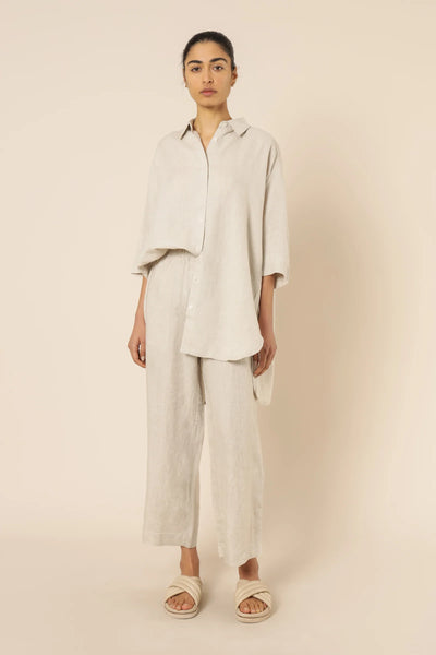 Lounge Linen Longline Shirt- Natural